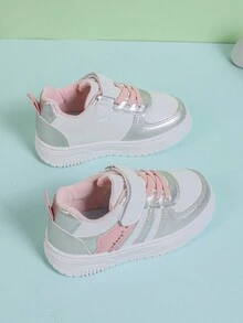 1 双儿童新款时尚 PU 钩环设计户外防滑防水平底运动鞋，适合春秋季节 - 粉色 - 查看 5