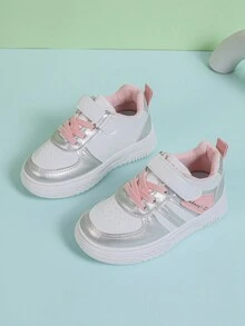 1 双儿童新款时尚 PU 钩环设计户外防滑防水平底运动鞋，适合春秋季节 - 粉色 - 查看 6