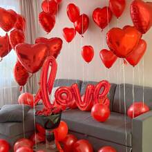 Bộ 7 quả bóng bay và 400 cánh hoa hồng giả, bóng bay chữ "Love" màu đỏ, bóng bay "I Love You", bóng bay hình trái tim 18 inch, bóng bay trái tim màu đỏ, cánh hoa hồng, thích hợp cho cầu hôn, đám cưới, trang trí kỷ niệm, tiệc Valentine. - Nhiều màu - Xem 7