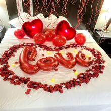 Bộ 7 quả bóng bay và 400 cánh hoa hồng giả, bóng bay chữ "Love" màu đỏ, bóng bay "I Love You", bóng bay hình trái tim 18 inch, bóng bay trái tim màu đỏ, cánh hoa hồng, thích hợp cho cầu hôn, đám cưới, trang trí kỷ niệm, tiệc Valentine. - Nhiều màu - Xem 5