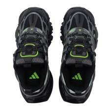 Adidas XLG RUNNER DELUXE 轻便低帮跑步鞋，男女款舒适运动休闲运动鞋 - 黑/酸橙綠/深灰 - 查看 4