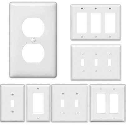 1 حامل لوحة مفتاح الإضاءة، أغطية المنافذ الكهربائية، غطاء لوحة المفتاح القابل للتحويل بحجم مُفرد 4.50 بوصة *2.76 بوصة، من البولي كربونات اللاكسر، أبيض