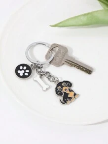 1 chiếc móc khóa chó xúc xích bằng hợp kim dễ thương hình chó Dachshund tráng men móc khóa chân xương trang sức thời trang cho nữ - màu đen - Xem 2