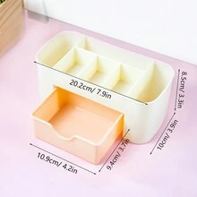 🍀🍀🍀化妆品收纳盒抽屉式化妆刷整理盒桌面首饰护肤品口红面膜隔层梳妆盒 - 彩色 - 查看 5