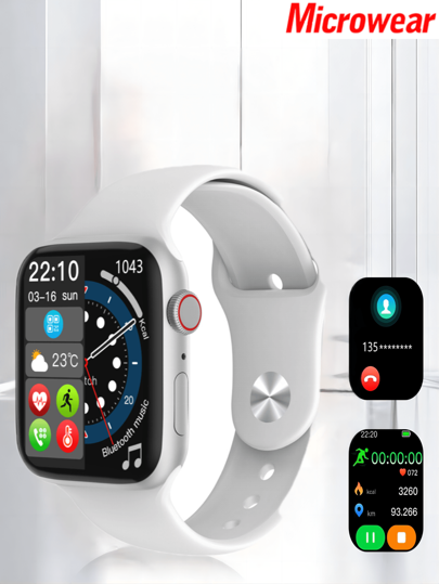 Microwear Relógios inteligentes para mulheres, smartwatch rastreador de condicionamento físico para celulares Android/compatível com iPhone, relógio com tela TFT de 2,06" com monitor de pressão arterial, lembrete de chamadas e mensagens/frequência cardíaca/sono/ciclo feminino...