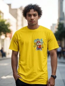 Shirt Bear T-Shirt Skate Streetwear Oversize Print Wild Bear Ref 2142 VEST NERD - 黃色 - 查看 3