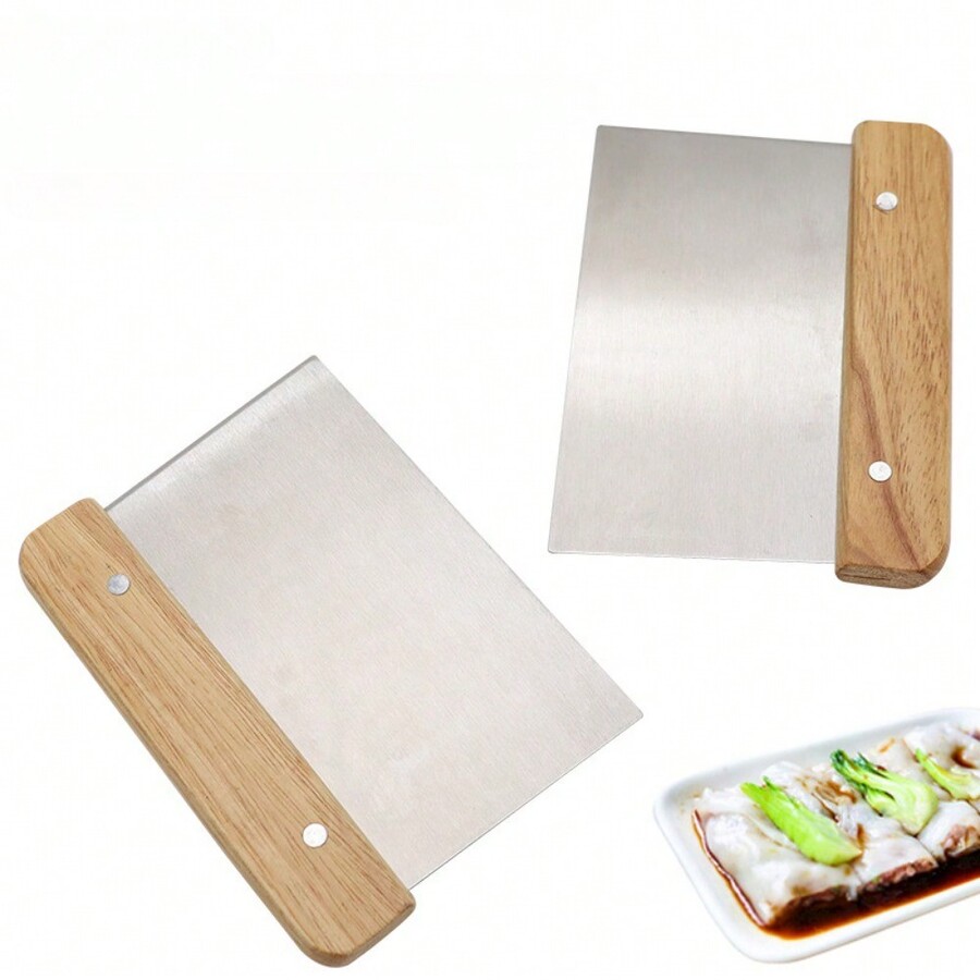 Wooden Handle Stainless Steel Cutting Knife Sausage Powder Scraper