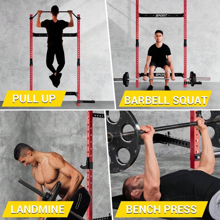 Folding Wall Mounted Squat Rack For Home Gym, Multifunctional Strength