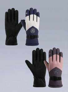 1 Cặp Găng Tay Đạp Xe & Trượt Tuyết Ngoài Trời, Chống Gió Và Ấm Áp Cho Các Môn Thể Thao Mùa Đông - Loại bướm - Xem 1