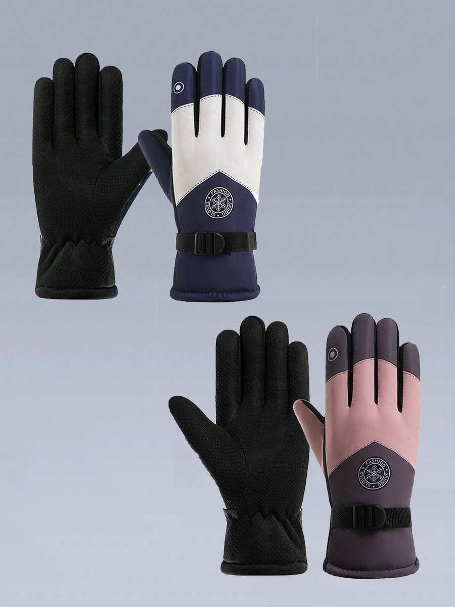 1 Cặp Găng Tay Đạp Xe & Trượt Tuyết Ngoài Trời, Chống Gió Và Ấm Áp Cho Các Môn Thể Thao Mùa Đông - Loại bướm - Xem 1