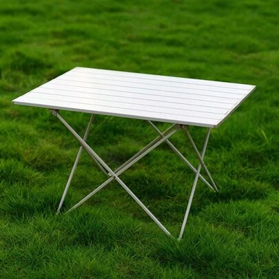 1 pieza Mesa plegable de aleación de aluminio para exteriores, mesa pequeña de patio, accesorios para exteriores