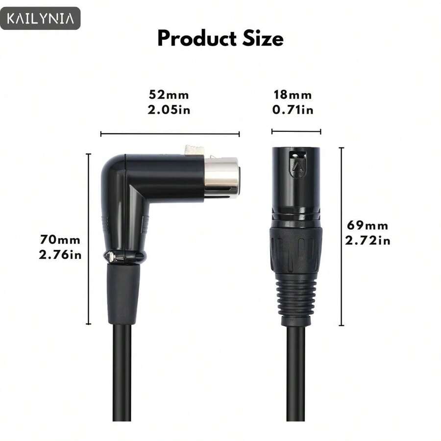 kailynia KAILYNIA XLR Microphone Extension Cable Adapter , 90 Degree