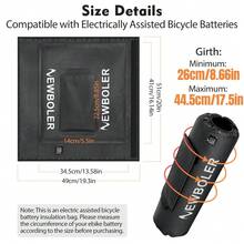 NEWBOLER E Bike Battery Cover - Cold, Dust And Waterproof E-Bike Battery Protector Accessory For Battery Heating And Increased Range For Batteries With A Circumference Of 8.66-17.5 In - Black - View 3