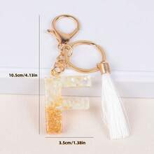 1 pieza Llavero con letra de lámina de oro, gota de cristal y borla, llavero de moda - Multicolor - Ver 11