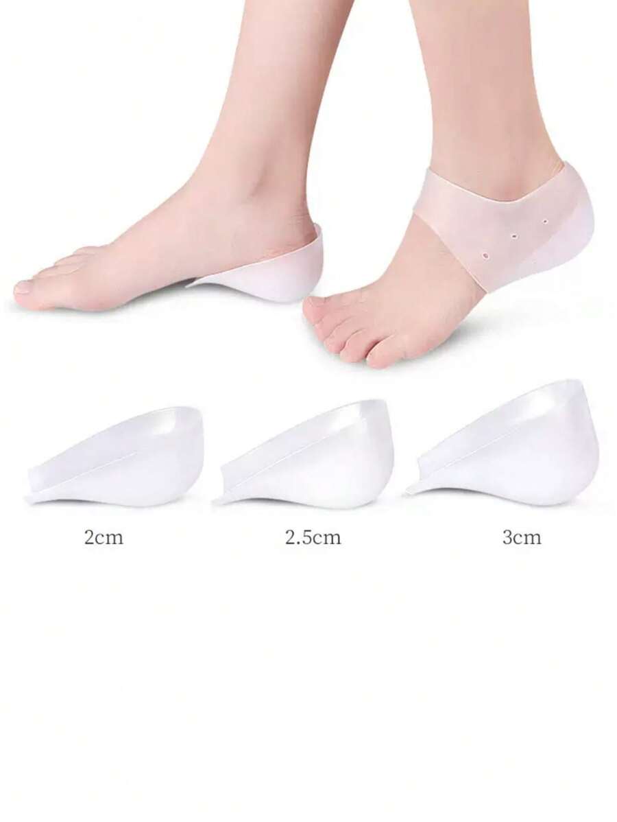 4 Pieces Of Invisible Internal Heightening Heel Pad Shock Absorption Does Not Tired Feet Soft High Elastic Wear Not Strangulation Feet Do Not Collapse - White - View 1
