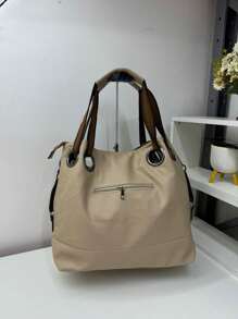 Large Women's Handbag With Shoulder Strap - 米色 - 查看 2
