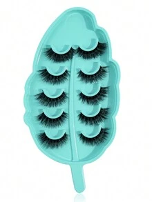 5pairs/Set 3D Faux Mink Hair Fluffy False Eyelashes With Leaf-Shaped Tray, Natural Looking, Thick And Soft,Dramatic Messy Mink Lashes Wispy Long 8D Volume Fake Eyelash Strips Charming Eye Lifting Look Eyelash Extension Kit Full Eyelash Strip To Lengthen And Volumize The Outer Corner Of Your Eye Beauty Makeupfor Everyday Use Travel, For Parties Or Gift For Women&Girls, Makeup Tool For Beauty - 交叉款 - 查看 2