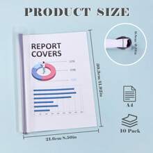 10 Packungen klare Berichtmappen mit Schiebeleiste, Projektordner für A4 und Letter-Format, Bewerbungsmappe Präsentationsordner für Schule und Büro, A4 Größe Präsentationsordner, Schule-Artikel, Schreibwaren