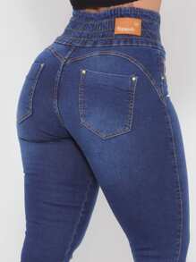 Women's Jeans With Elastic Waistband And Lycra For Butt Lifting