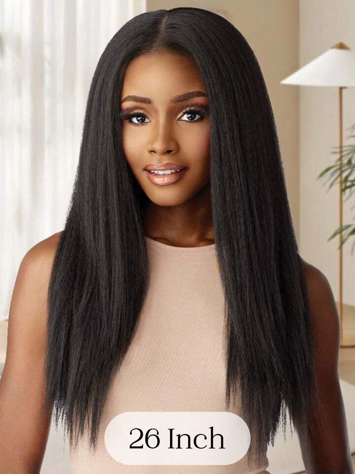 やや 18 Inch Yaki Straight Shoulder Length Wig Kinky Straight Wig