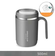 2pcs, Capacity 500ml 17 Oz, 304 Stainless Steel Mug Double Office Daily Tea Mug Coffee Mug With Handle Companion Gift,Mother's Day,Mom,Mother's Day Gift,Flower,Jewelry,Mother's Day Decorations,Mother's Day Party Supplies,Women,Pink,Gift Set - xám 2 cái - Xem 5