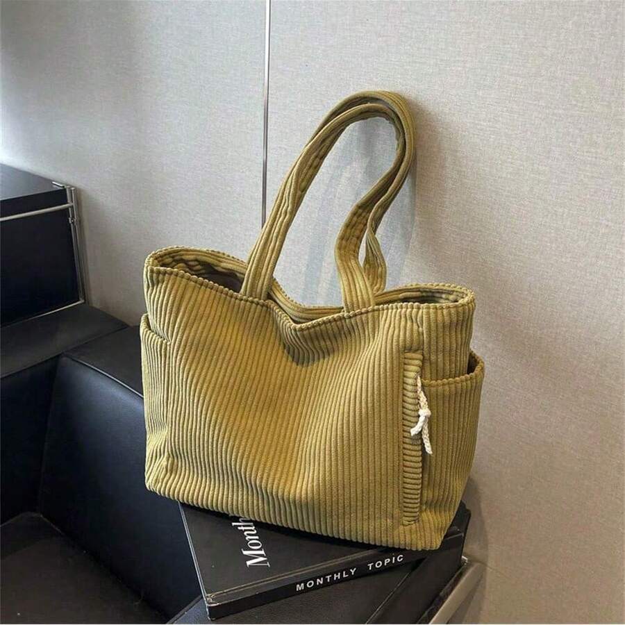Retro Corduroy Handbag , Large Capacity Shoulder Bag , Stylish Backpack Bag Crossbody Bag For Women