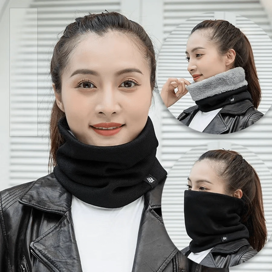 男女通用冬季围巾，保暖针织围脖，适合寒冷天气，礼物 - 彩色 - 查看 1