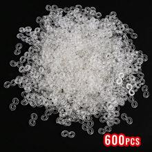 200/600 piezas Clips en forma de S de goma, conectores de clip de plástico repuestos para hacer pulseras de goma de telar DIY, kit de accesorios