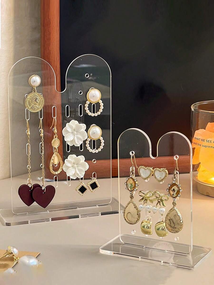 1pc Acrylic Earring Display Rack, Transparent L-Shape Acrylic Jewelry Display Stand, 9*19cm - Clear - View 1