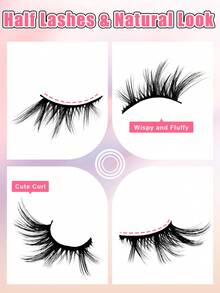 Nửa mi 7 cặp mi mắt mèo 16mm Mi tự nhiên, mi cong nhẹ, dễ thương, mi góc 3/4 trông giống như mi nối - Mi tự nhiên - Xem 8