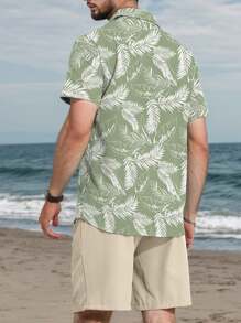 tooluck 2 Pack Men's Casual Casual Printed Short Sleeve Shirt And Solid Shorts Set - màu xanh lá - Xem 2