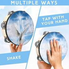 1 件 6/8/10 英寸手掌双层手摇铃，奥尔夫多夫铃鼓，卡拉 OK 派对游戏打击乐器 - 彩色 - 查看 4