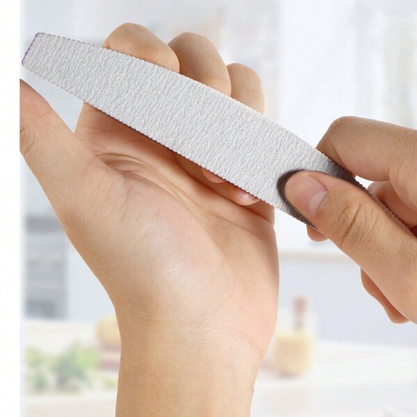 paquete de 10 limas de uñas en forma de media luna - Grano 100/180 doble cara, para una manicura de gel suave y pulido, cuidado inodoro de pies, manos y uñas