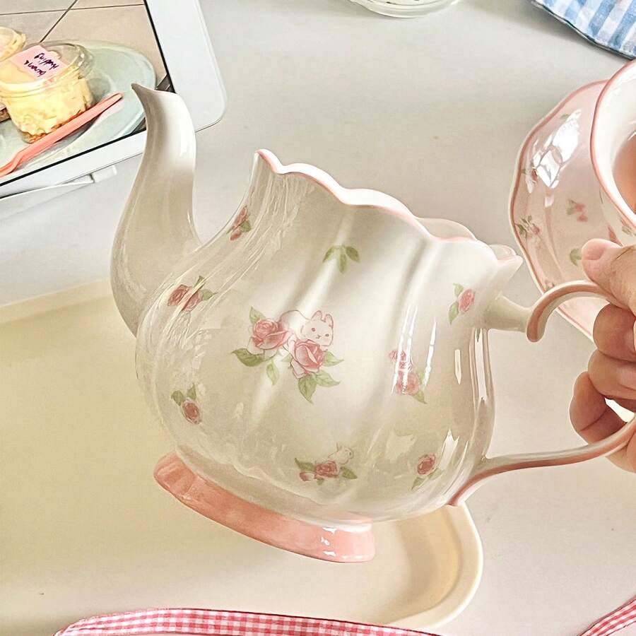 1pc/1set HighLooking Camellia Cat Rose Rabbit Ceramic Coffee Cup And