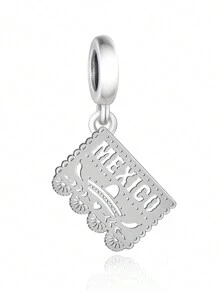 HuooNew 1 pieza Dije de plata esterlina 925 con forma cuadrada de México para elaborar manualidades con cuentas