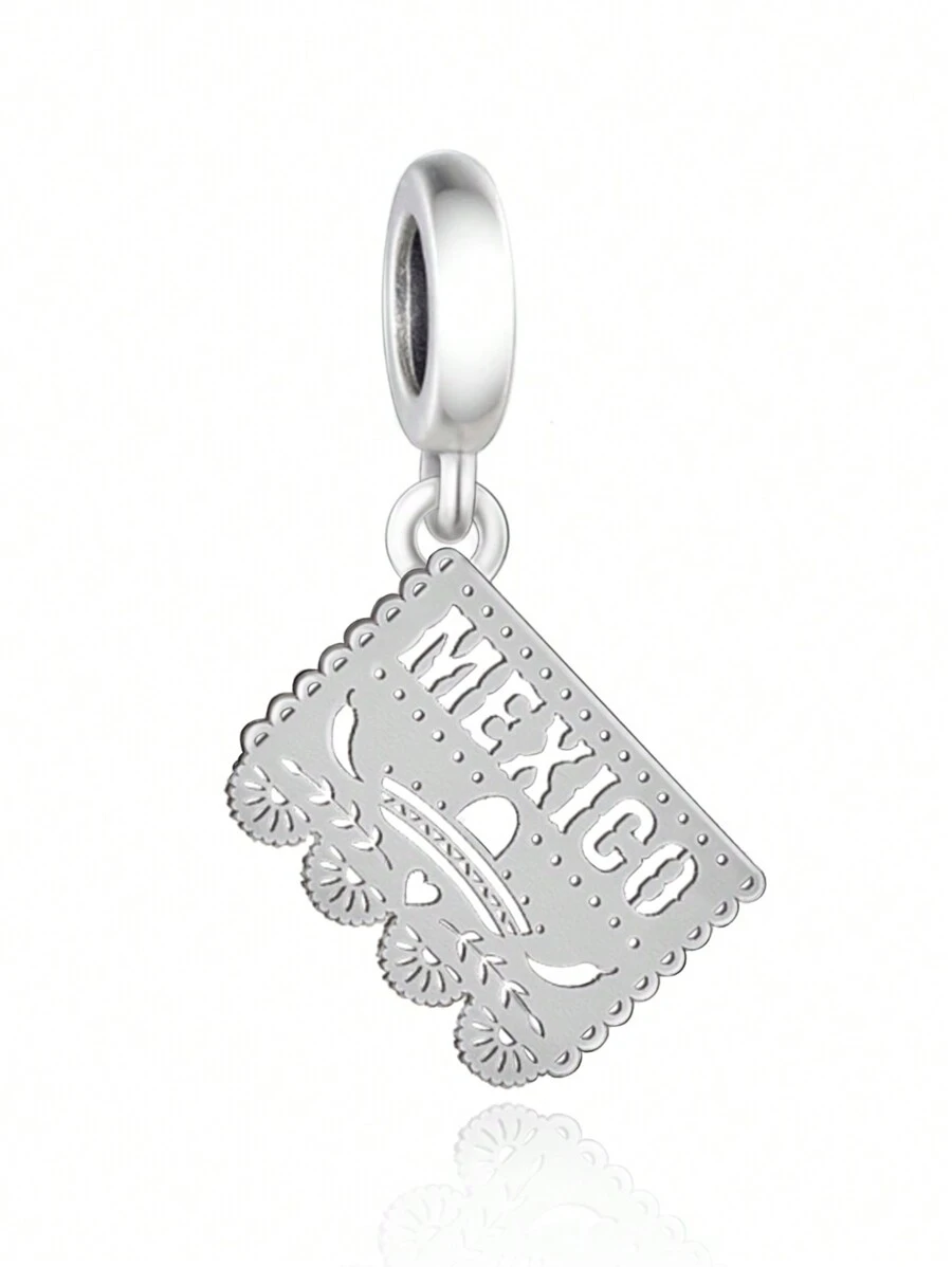 HuooNew 1 pieza Dije de plata esterlina 925 con forma cuadrada de México para elaborar manualidades con cuentas