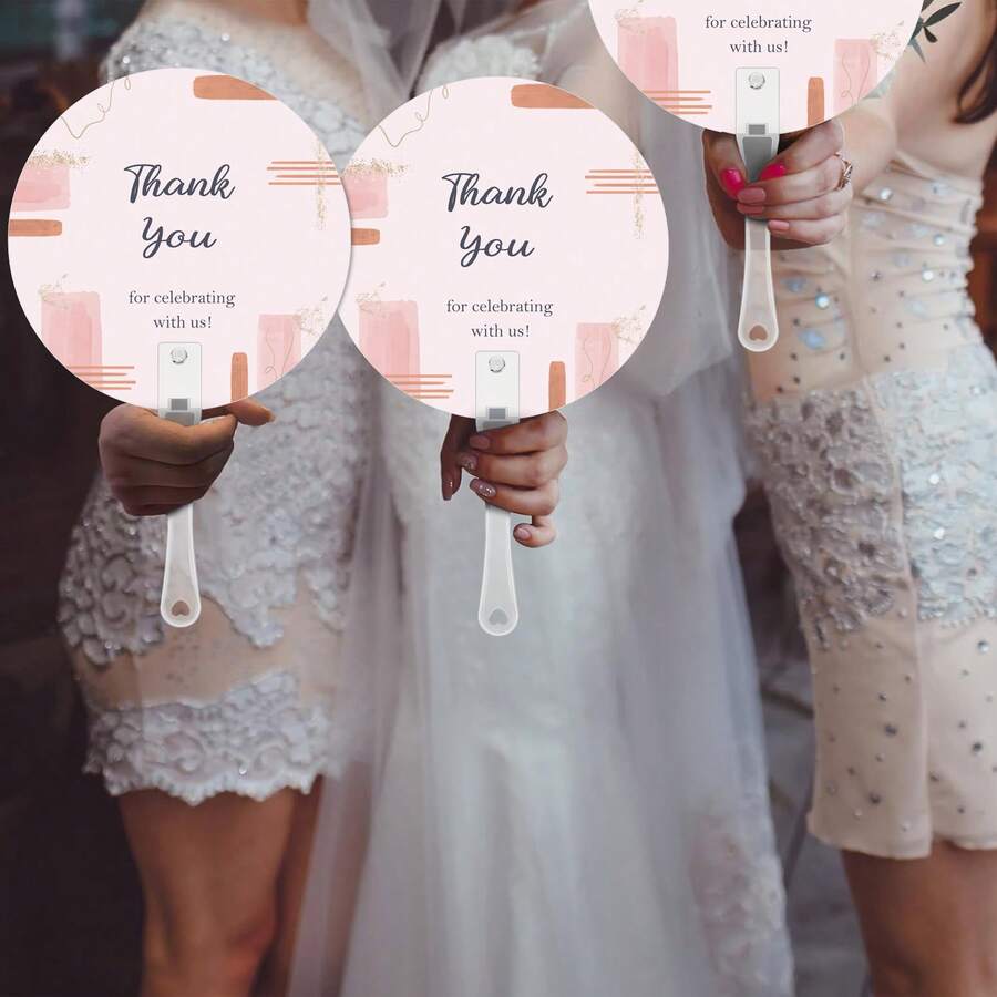 50 Pcs Wedding Hand Fans Bulk Plastic Handheld Wedding Favor Fans For