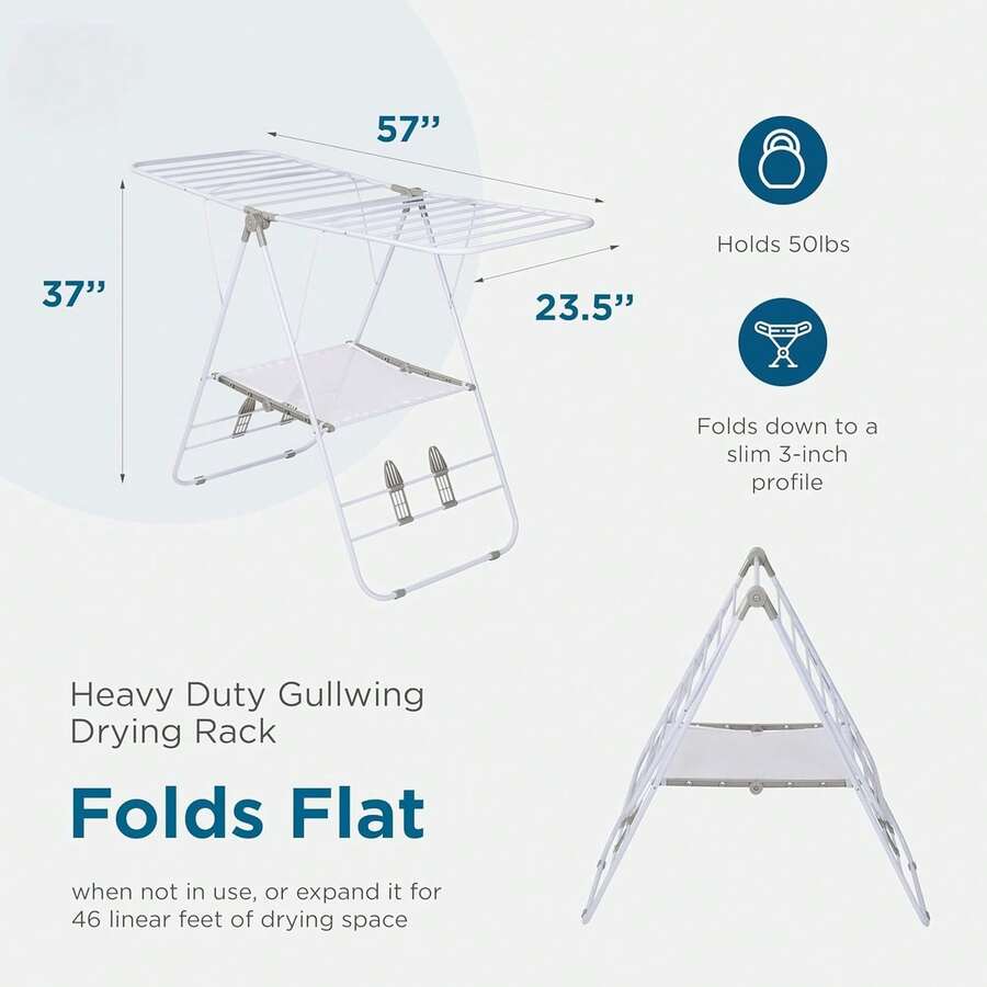 Heavy Duty Gullwing Drying Rack, White Metal SHEIN USA