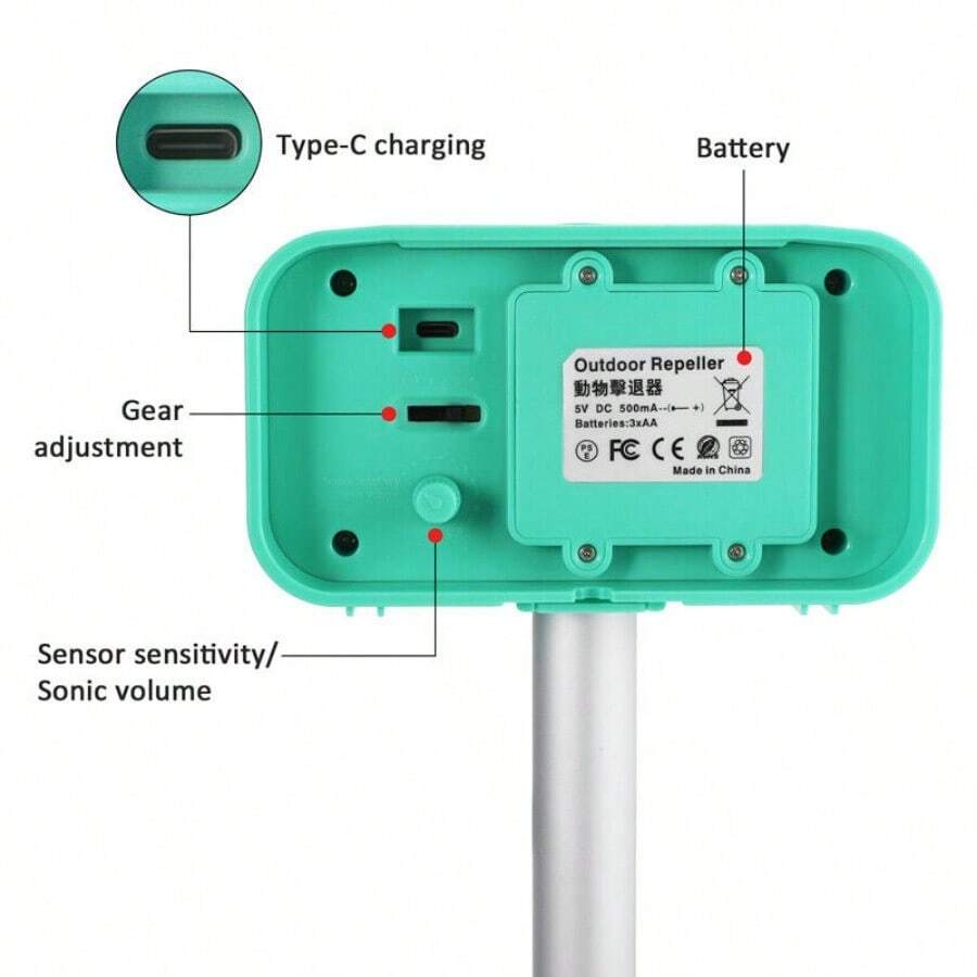 Ultrasonic Cat Dog Fox Pest Motion Sensor Repeller Scarer Deterrent