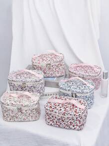 1 pieza Bolsa de cosméticos, Bolsa de maquillaje para viaje, hogar, escuela, dormitorios, artículos esenciales, gran capacidad, para mujeres, almacenamiento de maquillaje y artículos de tocador, embrague multifuncional, bolsa de aseo unisex