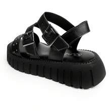 Women's Blogger Platform Sandal With Tractor-Shaped Metallic Rivets - 黑色 - 查看 5