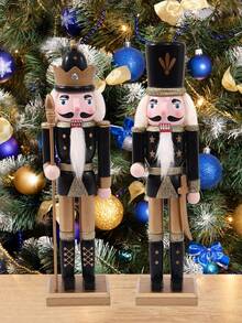 Weihnachtsdekoration Holz-Nussknacker Ornamente, kreative Puppen-Soldaten Weihnachtsdekorationen, Weihnachts-Holzkönig und Soldaten Nussknacker, Schwarznuss Soldaten Anhänger Nussknacker Hängende Ornamentfiguren, Weihnachtsbaum Dekorationen, geeignet für Festpartys, Weihnachtsfeiern, Weihnachtsgeschenke, Weihnachtsdekorationen, Szenendekorationen, Feiertags-Heimdekoration, Winterraumdekoration für Neujahr