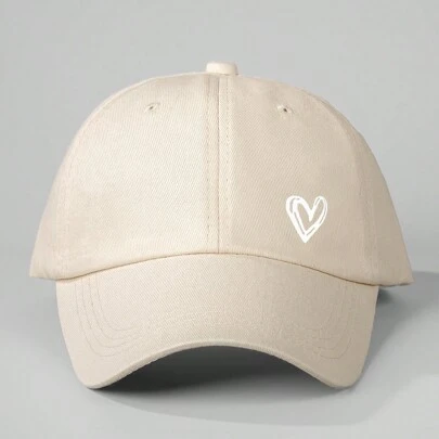 1pc Women Heart Pattern Adjustable Casual Baseball Cap For Outdoor Cute