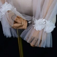 1 paire de mitaines à mailles décorées de fleurs pour mariée, design minimaliste blanc pour mariage, fêtes, port quotidien, accessoires d'automne pour femmes - VM36 - Voir 8