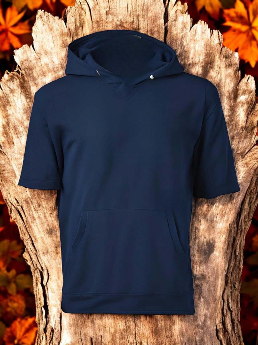 HOODIE MANGA CORTA SUDADERA - Azul Marino - Ver 1