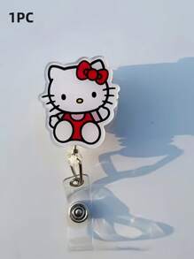Sanrio 1 pieza Soporte retráctil para credencial con clip de estilo "" de acrílico con película protectora de fácil desprendimiento, perfecto para uso en la oficina