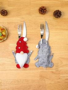 1PC Đồ trang trí Giáng sinh Búp bê lùn Bộ dao nĩa Bộ dao nĩa Ông già không mặt Bộ đồ ăn Rudolph Đồ trang trí để bàn Trang trí nhà - Nhiều màu - Xem 5