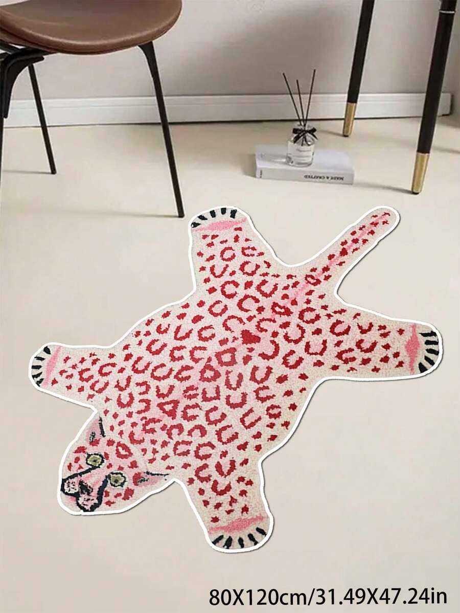 1pc CustomMade Thick Pink Leopard Print Carpet, Tiger Rug, Plush And