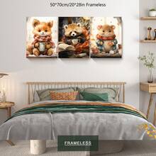 3 件套无框圣诞装饰画套装，可爱动物海报，现代帆布高清印刷艺术，客厅、卧室、走廊、办公室家居墙壁装饰，艺术品装饰，创意礼物 - 13 - 查看 3