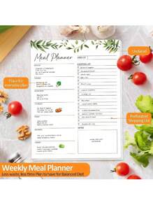 BUBU Codzienne planery Tygodniowy plan posiłków - magnetyczny wiszący planer menu na lodówkę z odrywanymi arkuszami i listami zakupów spożywczych Powrót do szkoły, artykuły szkolne